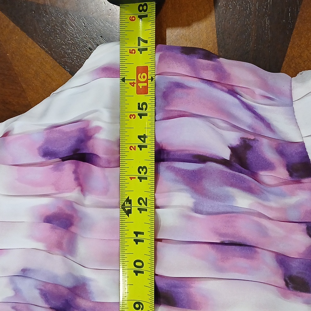Jennifer‎ Lopez Pink and Purple Abstract Floral Dress Size 8  Sleeveless Pleated - Picture 6 of 10